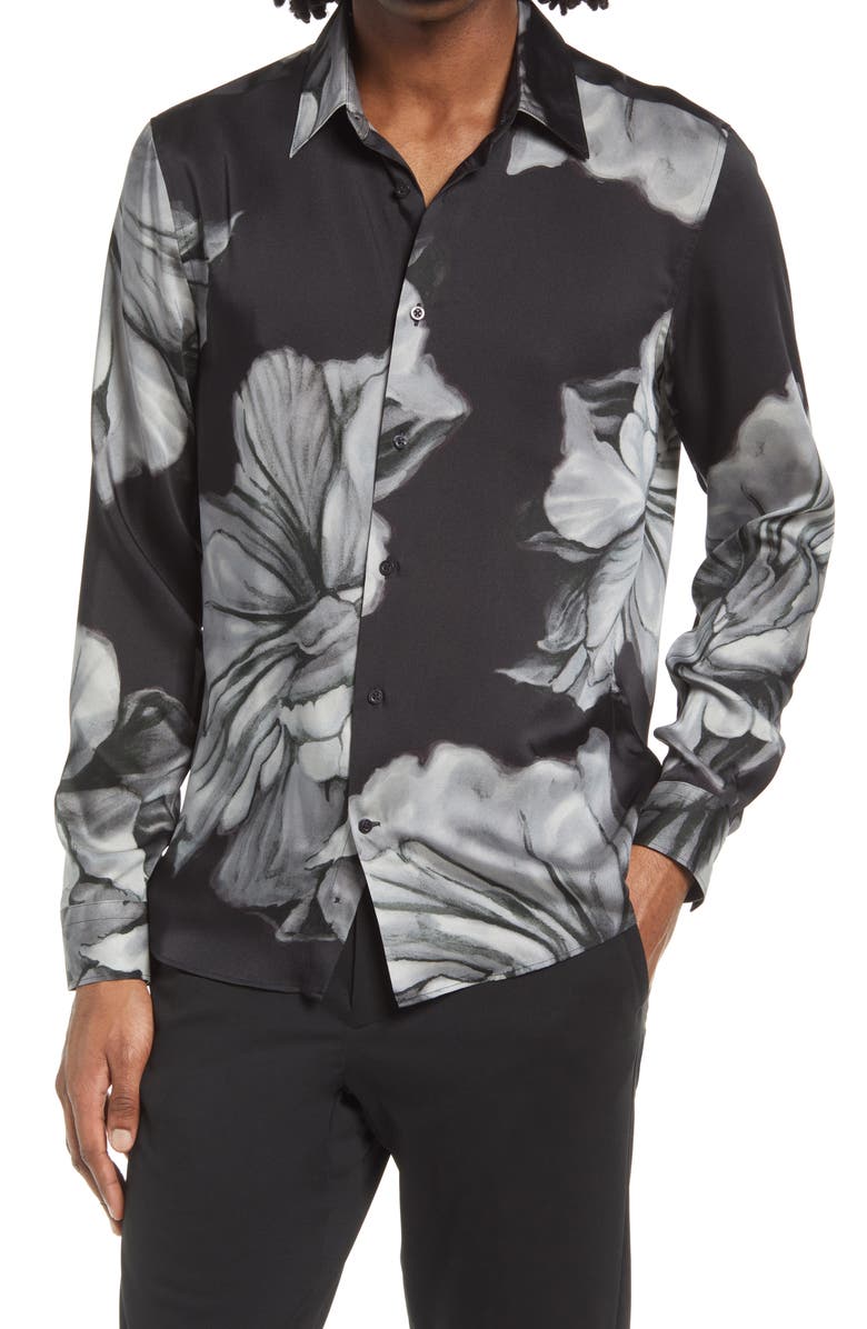 Reiss Shawn Floral Button-Up Shirt, Main, color, 