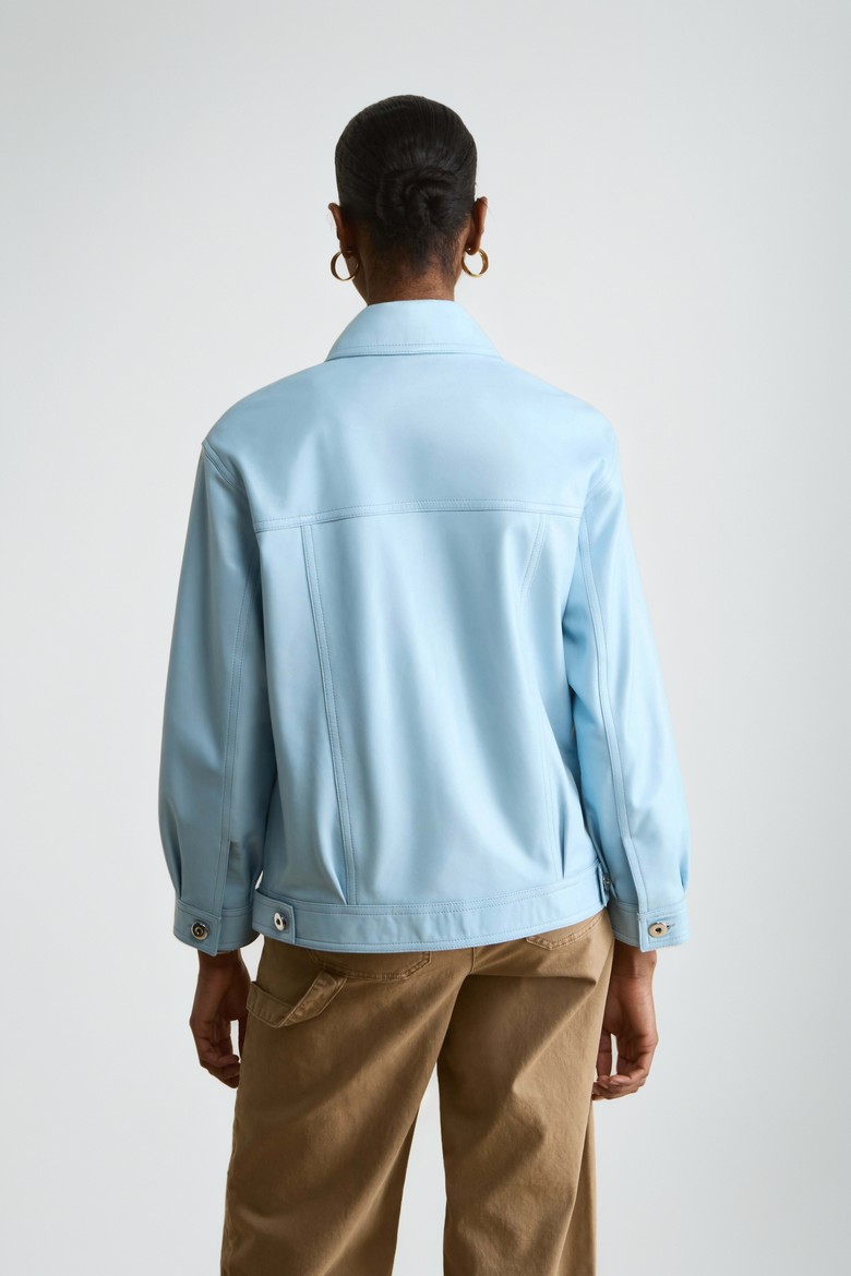Bobbie Leather Shirt Jacket, Alternate, color, Blue