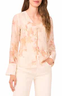 Halogen® Floral Tie Front Shirt