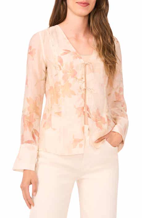 Halogen® Floral Tie Front Shirt