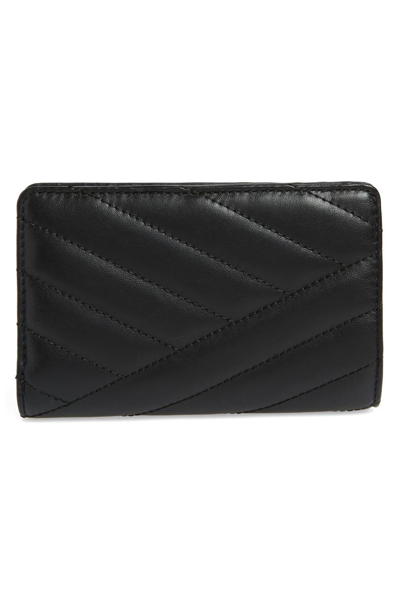 Medium Kira Quilted Leather Wallet, Alternate, color, BLACK