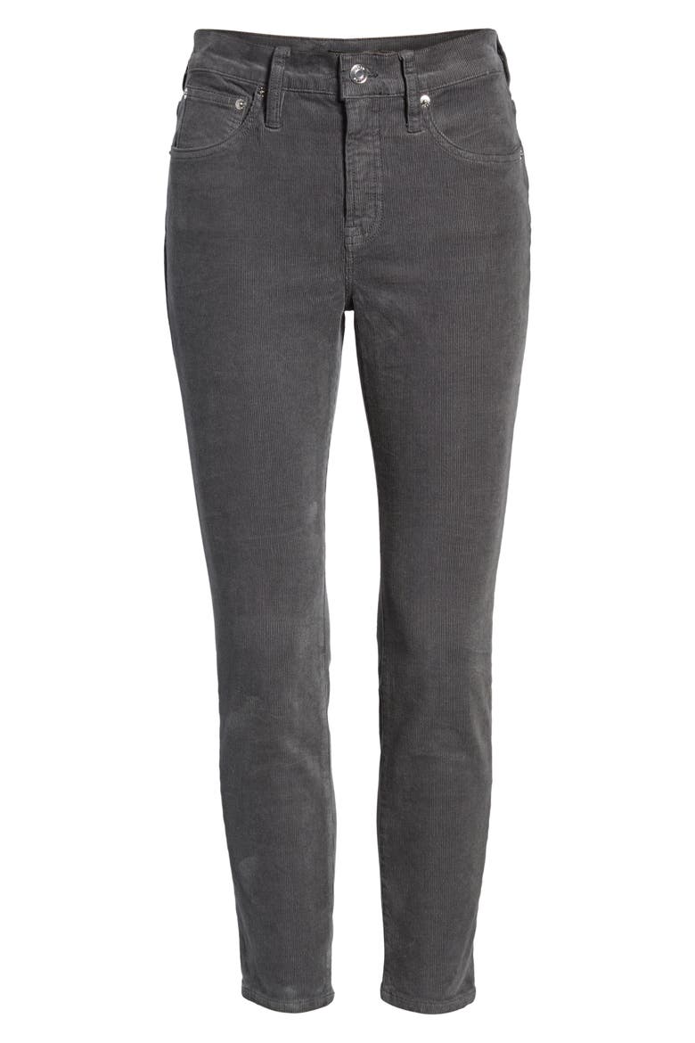 High Rise Toothpick Corduroy Jeans, Alternate, color, COAL GREY