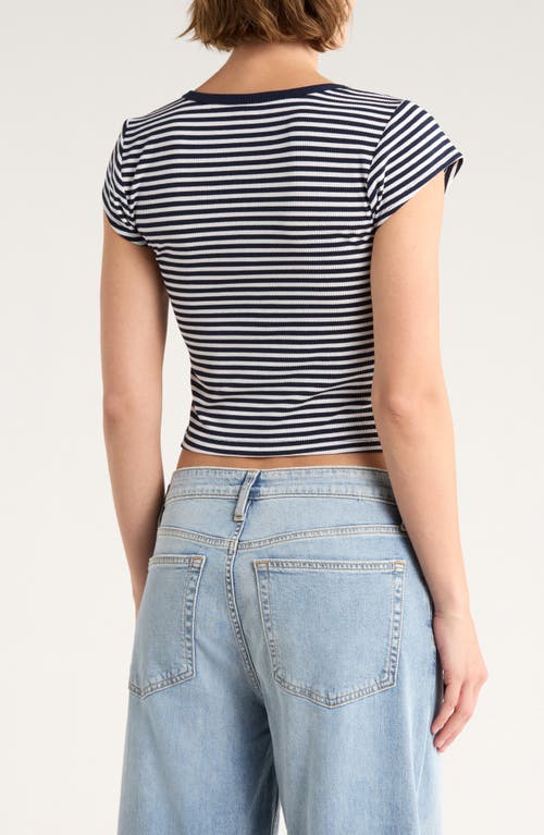 Abound Cap Sleeve Crop Organic Cotton & Cashmere Henley In Multi