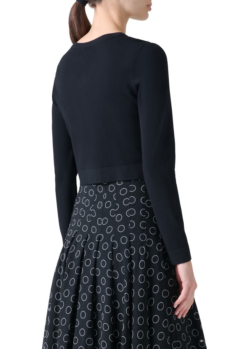 Akris punto Crop Crewneck Cardigan, Alternate, color, Black