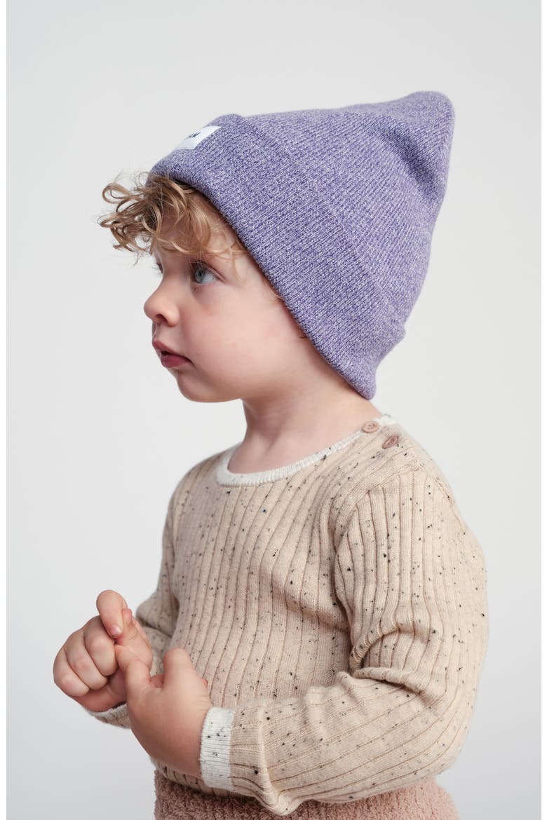 Kids' Heathered Beanie, Alternate, color, PURPLE