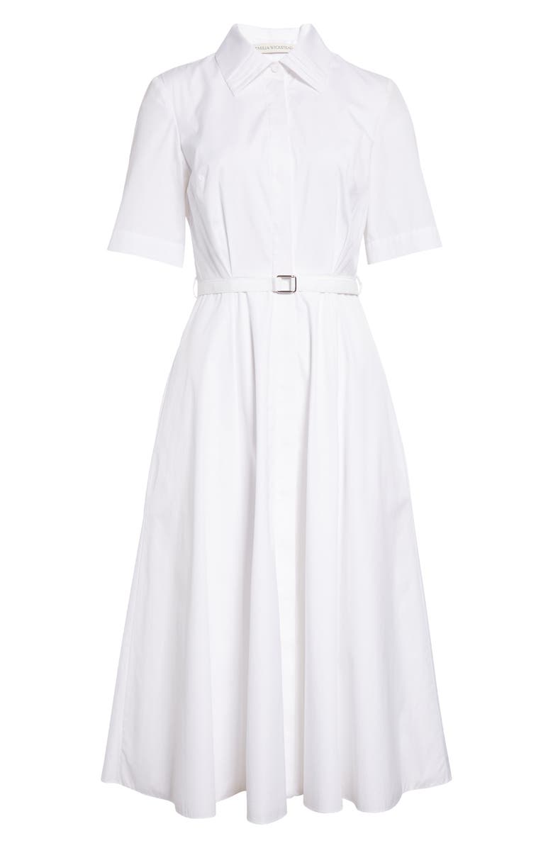 Emilia Wickstead Rubie Belted Cotton Poplin Shirtdress, Alternate, color, White