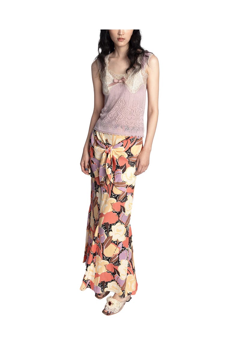 Desert Bloom Crepe Skirt, Alternate, color, SUNSET MULTI