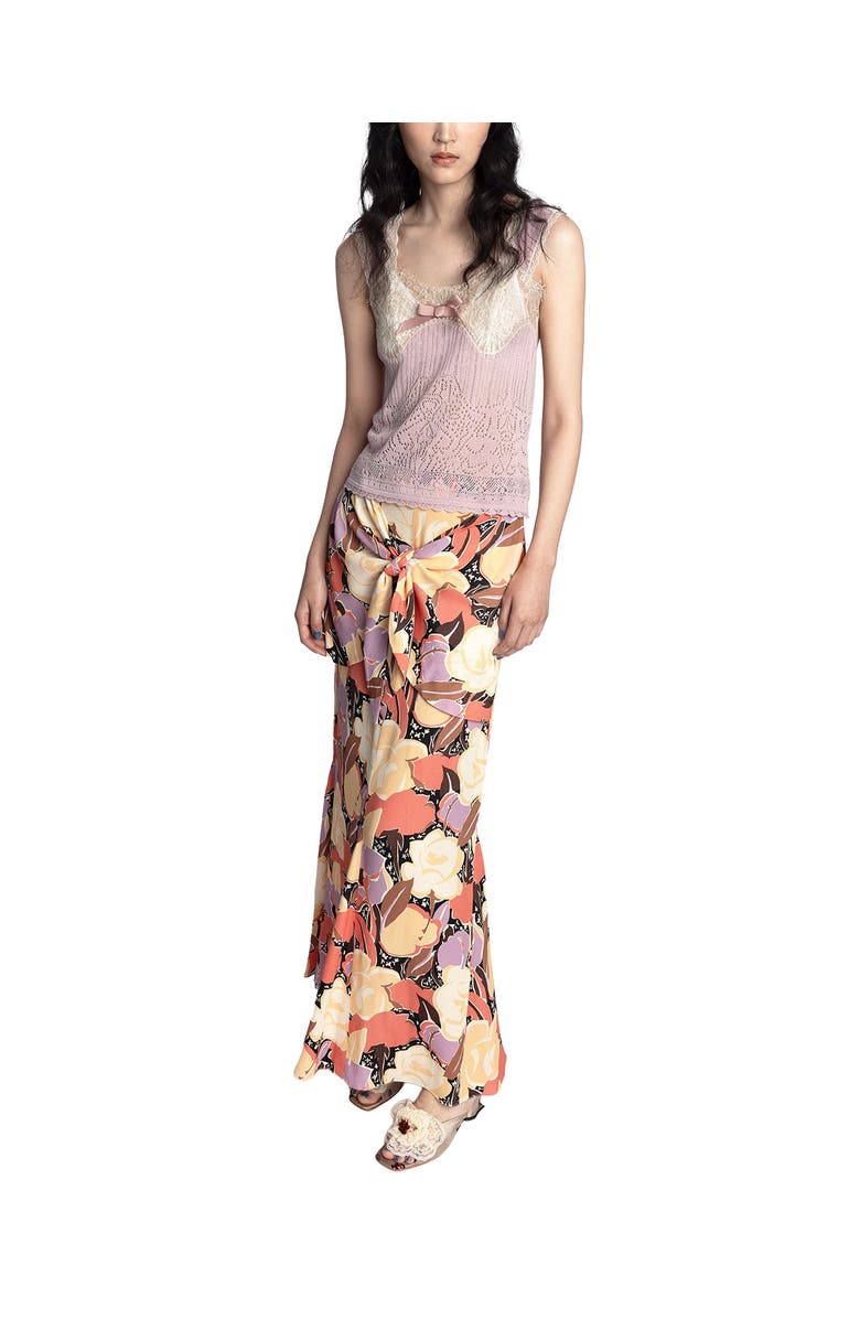 Anna Sui Desert Bloom Crepe Skirt, Alternate, color, Sunset Multi