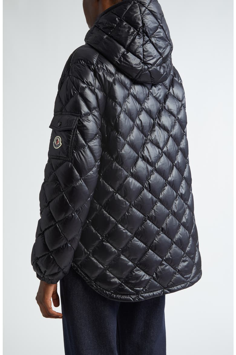 Quilted Hooded Down Jacket, Alternate, color, BLACK