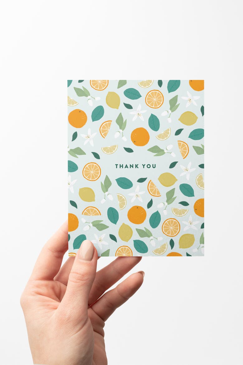 Citrus & Botanicals Thank You - Boxed Set of 8 Cards, Alternate, color, Citrus & Botanicals