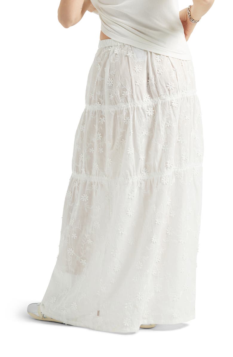 Brixton The Abigail Tiered Cotton Maxi Skirt, Alternate, color, Off White Floral