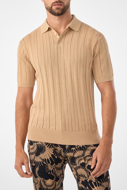 Mr Turk Kensington Short Sleeve Knit Polo In Brown