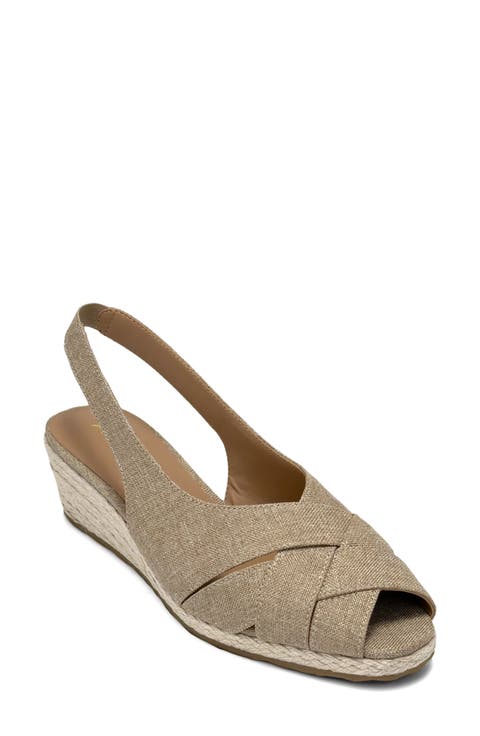 Roberta Linen Slingback Espadrille Wedge Sandal (Women)