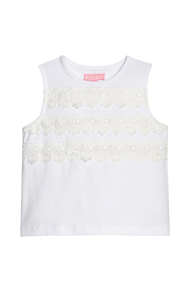 BISBY Kids' Eyelet Stripe Tank, Main, color, White Eyelet Stripe