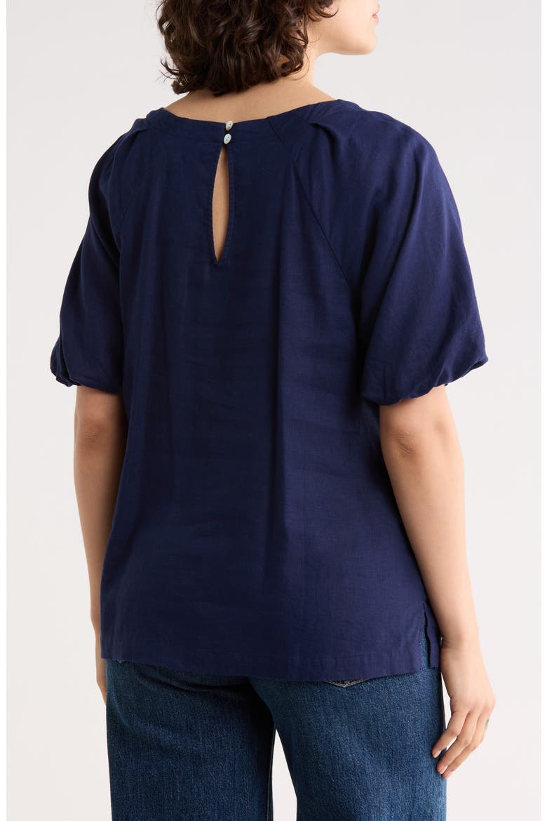 Palm Shores Short Sleeve Linen Blend Top, Alternate, color, COASTLINE