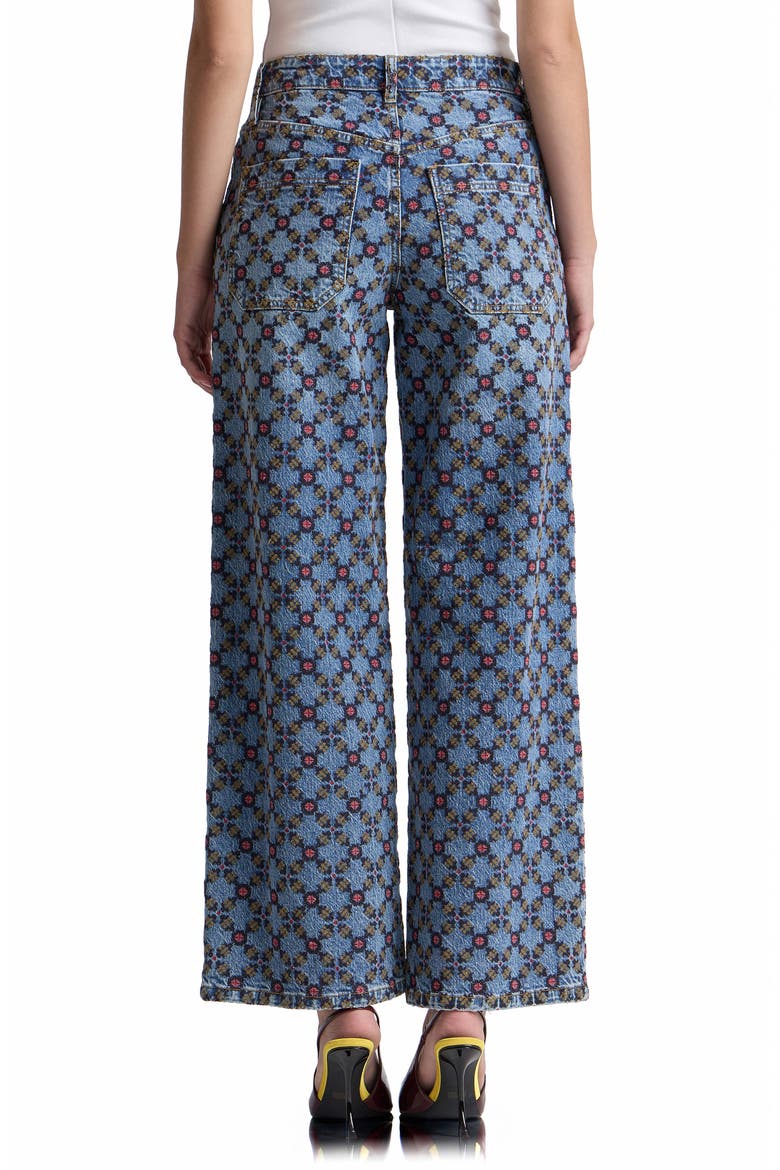 Tile Print High Waist Wide Leg Jeans, Alternate, color, CAFE WASH/ AMARA TILE