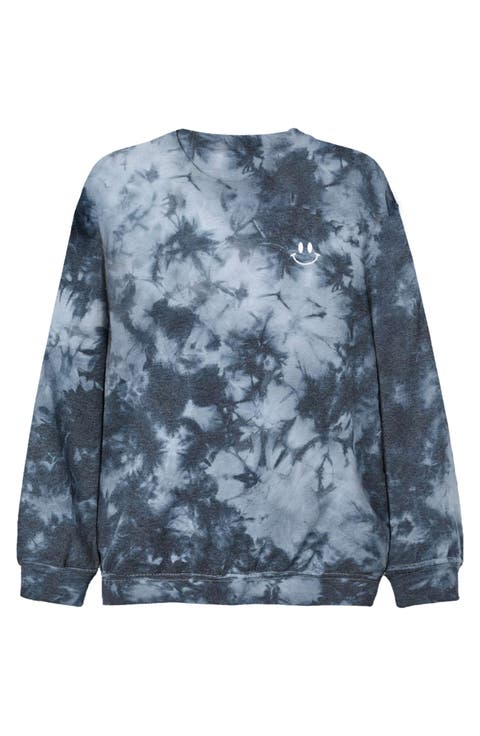 Smile Face Tie Dye Crewneck Sweatshirt