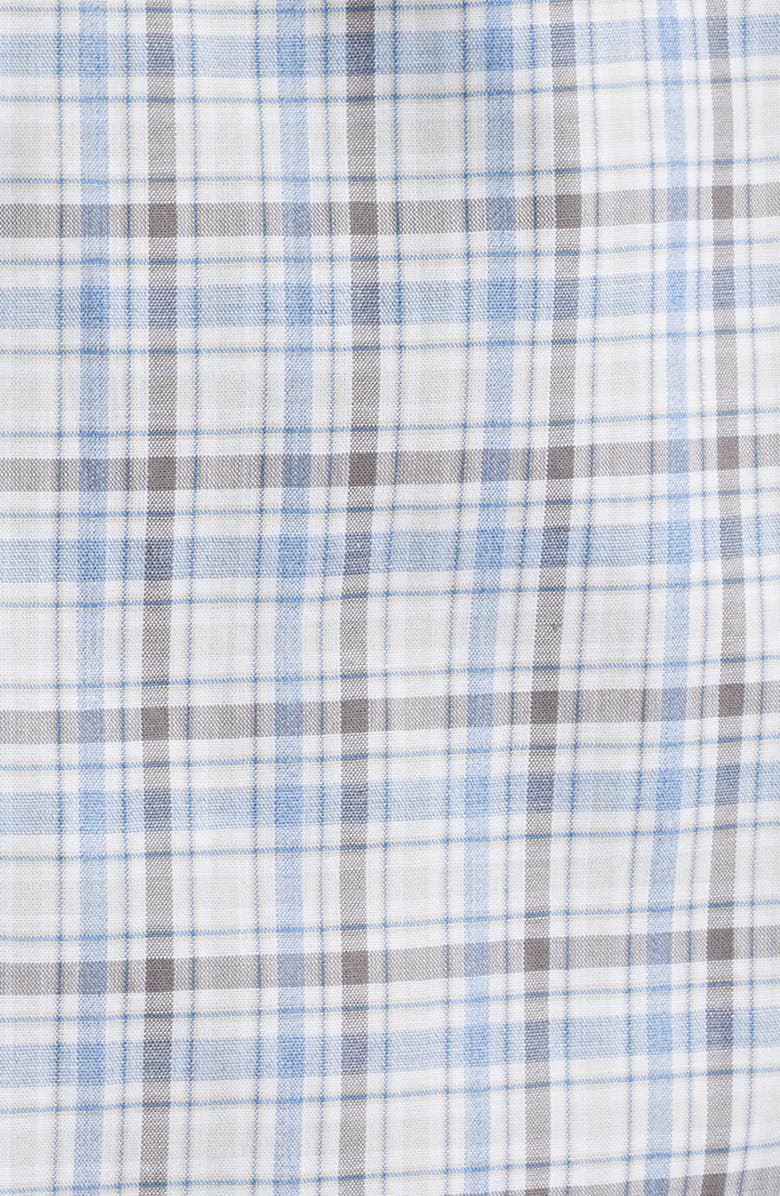 Scott Barber Regular Fit Mélange Plaid Cotton Button-Up Shirt, Alternate, color, Grey Heather