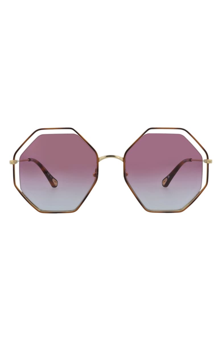 Chloé 58mm Gradient Octagon Sunglasses, Main, color, Havana Gold Violet