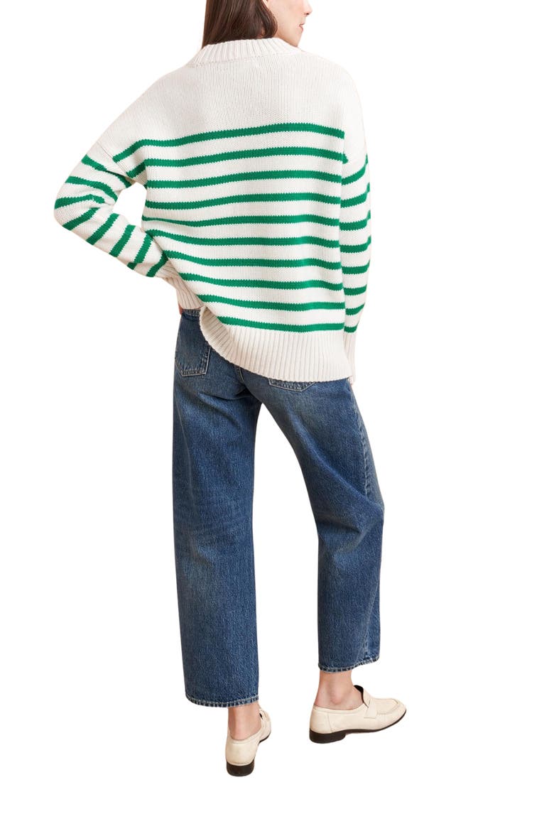 Marin Sweater, Alternate, color, Cream/Kelly Green