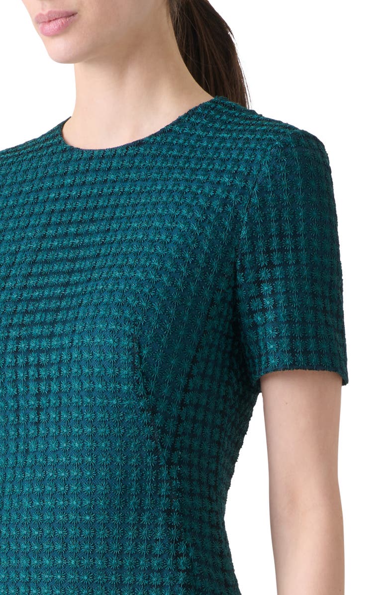 Akris Flower Grid Embroidered Tulle Trumpet Gown, Alternate, color, River Green