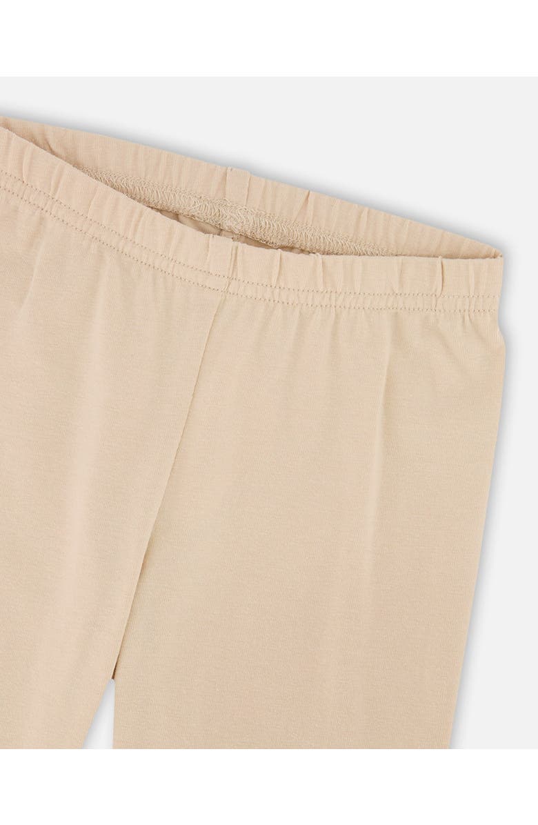 Deux par Deux Little Girl's Organic Cotton Legging Beige With Blue Flowers, Alternate, color, 