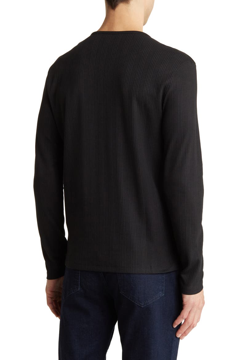 Waffle Stitch Long Sleeve Henley, Alternate, color, BLACK