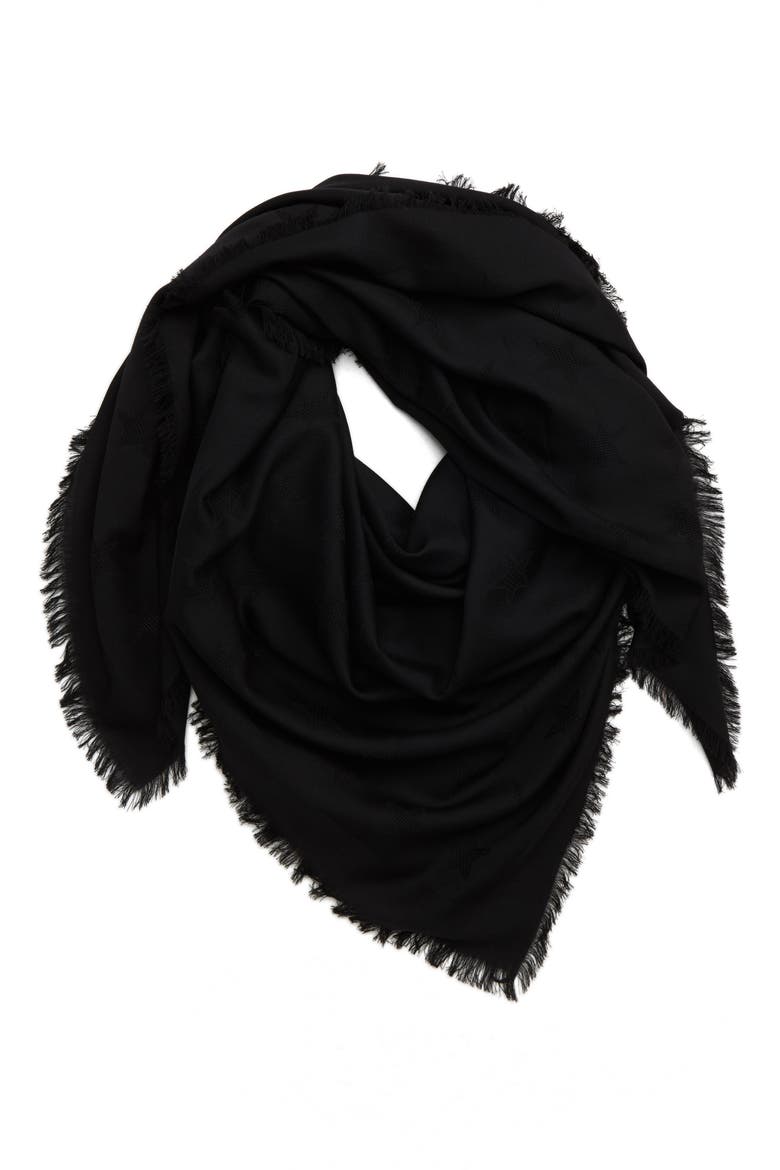 Large Mesh Stars Wool Shawl, Alternate, color, BLACK/ BLACK