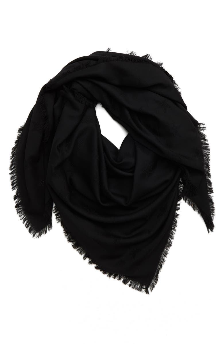 Saint Laurent Large Mesh Stars Wool Shawl, Alternate, color, 