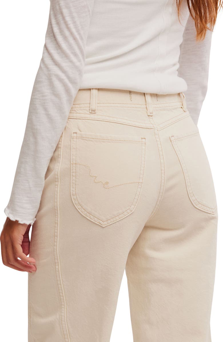 Free People Aster Seamed Relaxed Straight Leg Jeans, Alternate, color, Cream
