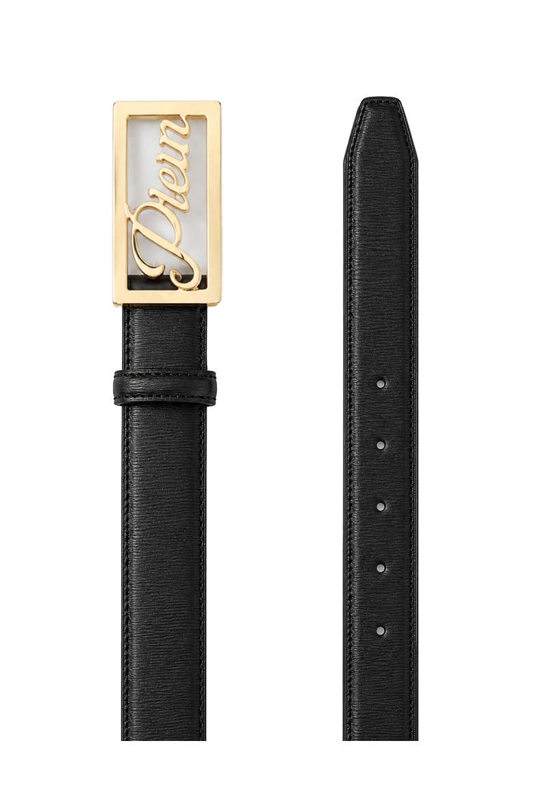 Plein Signature Log Leather Belt Men, Alternate, color, black/lightgold