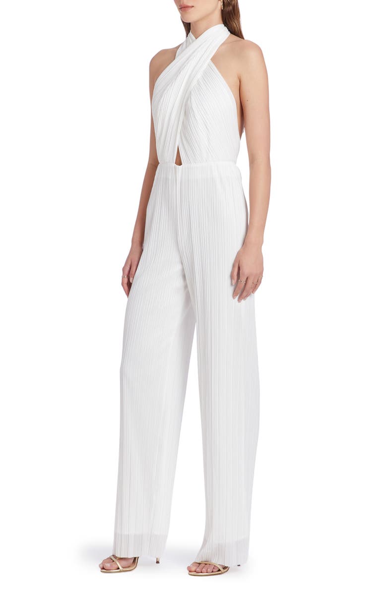 Amanda Uprichard Rivera Plissé Halter Jumpsuit, Alternate, color, 