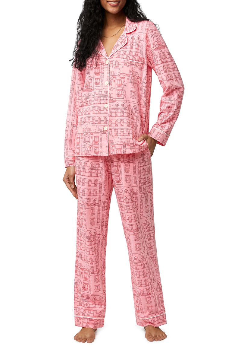 Print Organic Cotton Jersey Pajamas, Main, color, GRAND HOTEL