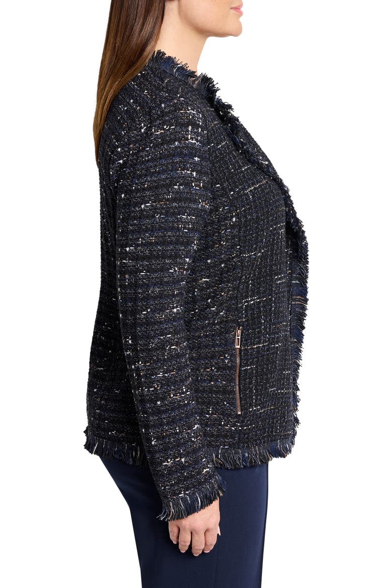 Nightfall Fringe Tweed Jacket, Alternate, color, BLACK INDIGO