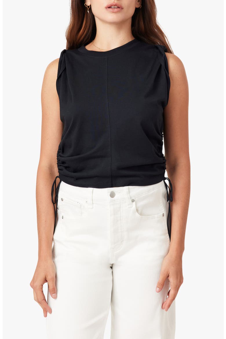 The Luna Cinched Cotton Top, Main, color, JET BLACK