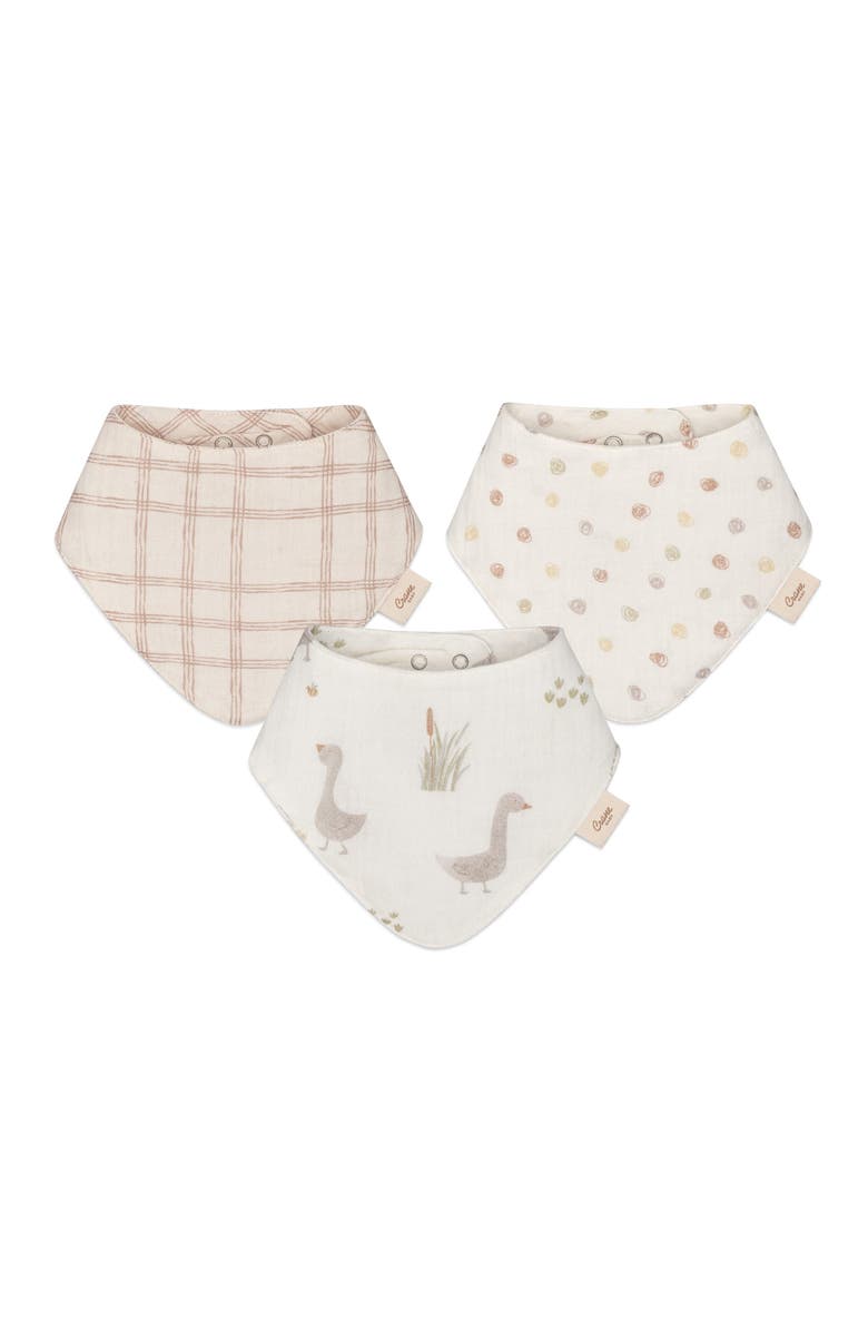 CRANE BABY Goose Assorted 3-Pack Cotton Bibs Set, Main, color, Beige