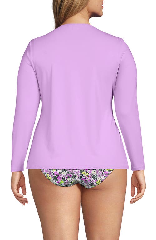 Shop Lands' End Plus Size Crew Neck Long Sleeve Rash Guard Upf 50 Sun Protection Swim Tee In Wild Lilac