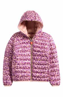 Save The Duck Kids' Leopard Print Hooded Puffer Jacket