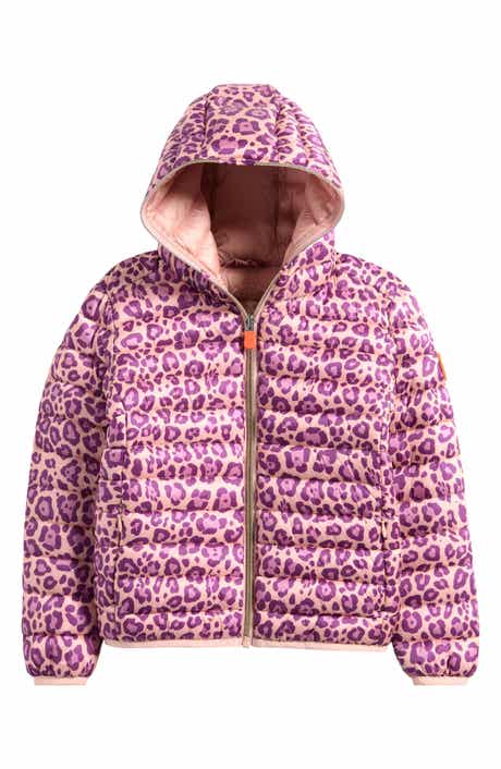 Save The Duck Kids' Leopard Print Hooded Puffer Jacket