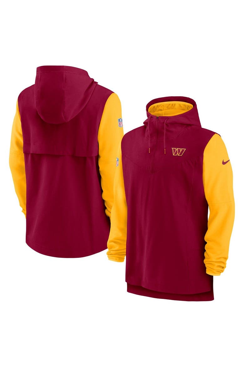 Men's Nike Burgundy/Gold Washington Commanders Sideline Player Quarter-Zip Hoodie, Main, color, Burgundy