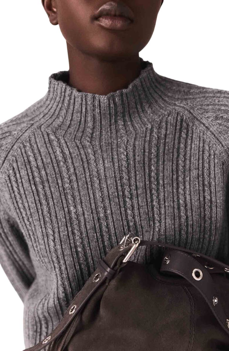 maje 2-in-1 knit mini dress, Alternate, color, Grey