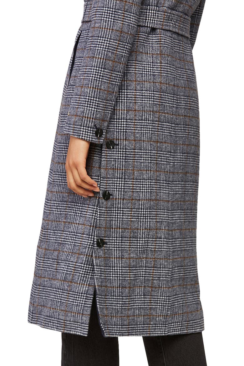 Eleonore Plaid Wool Blend Coat, Alternate, color, INDIGO
