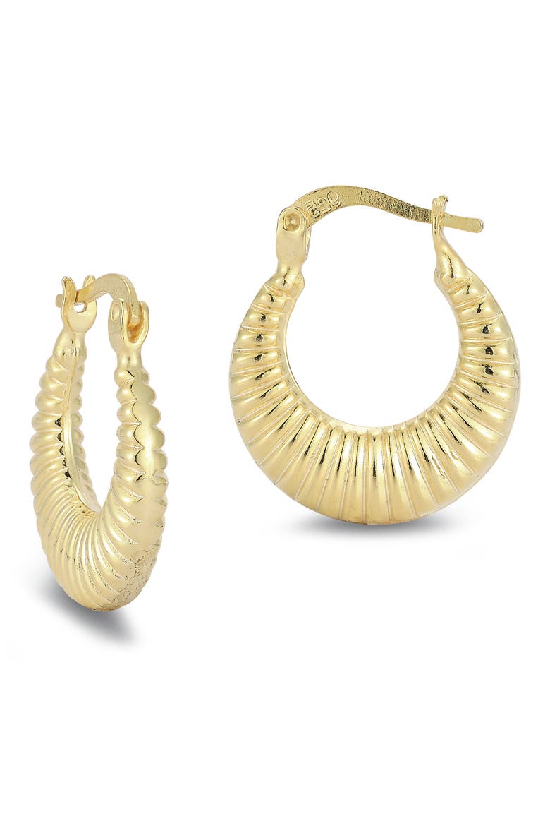 Ribbed Hoop Earrings, Main, color, GOLD