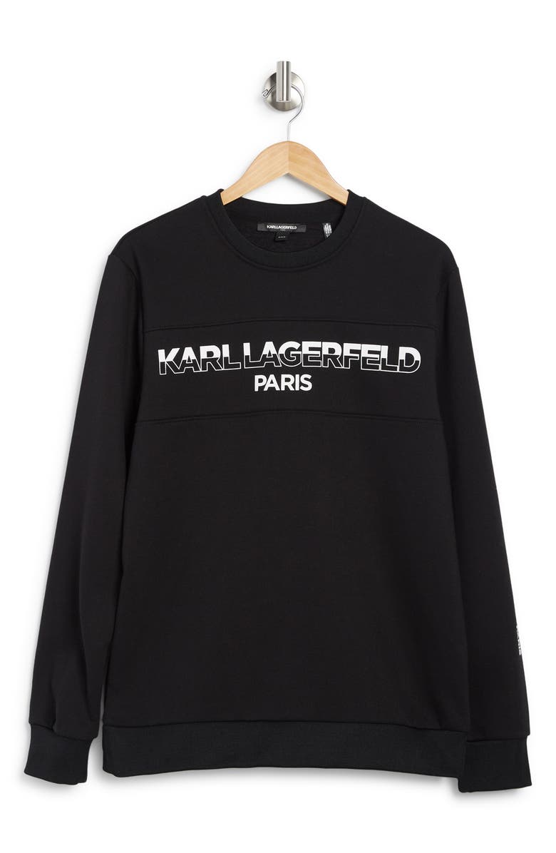 KARL LAGERFELD PARIS Karl Logo Crewneck Long Sleeve Graphic Tee, Alternate, color, 