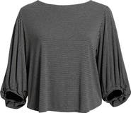 Wit & Wisdom Stripe Balloon Sleeve Knit Top