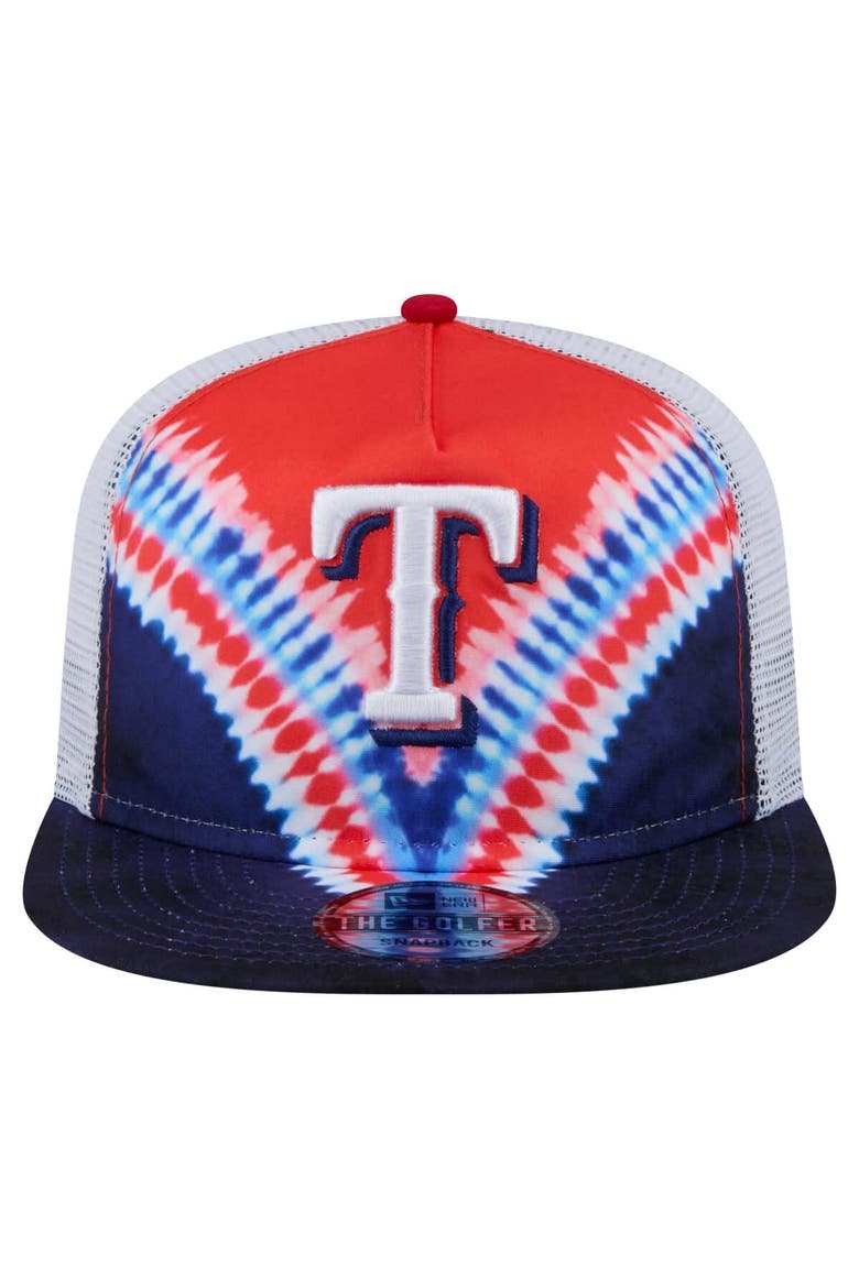Men's New Era Texas Rangers Tie-Dye Golfer Trucker Adjustable Hat, Alternate, color, Dark Blue