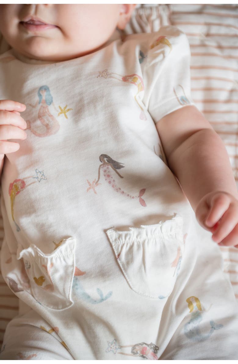 Pehr Mermaid Melody Puff Sleeve Organic Cotton Romper, Alternate, color,