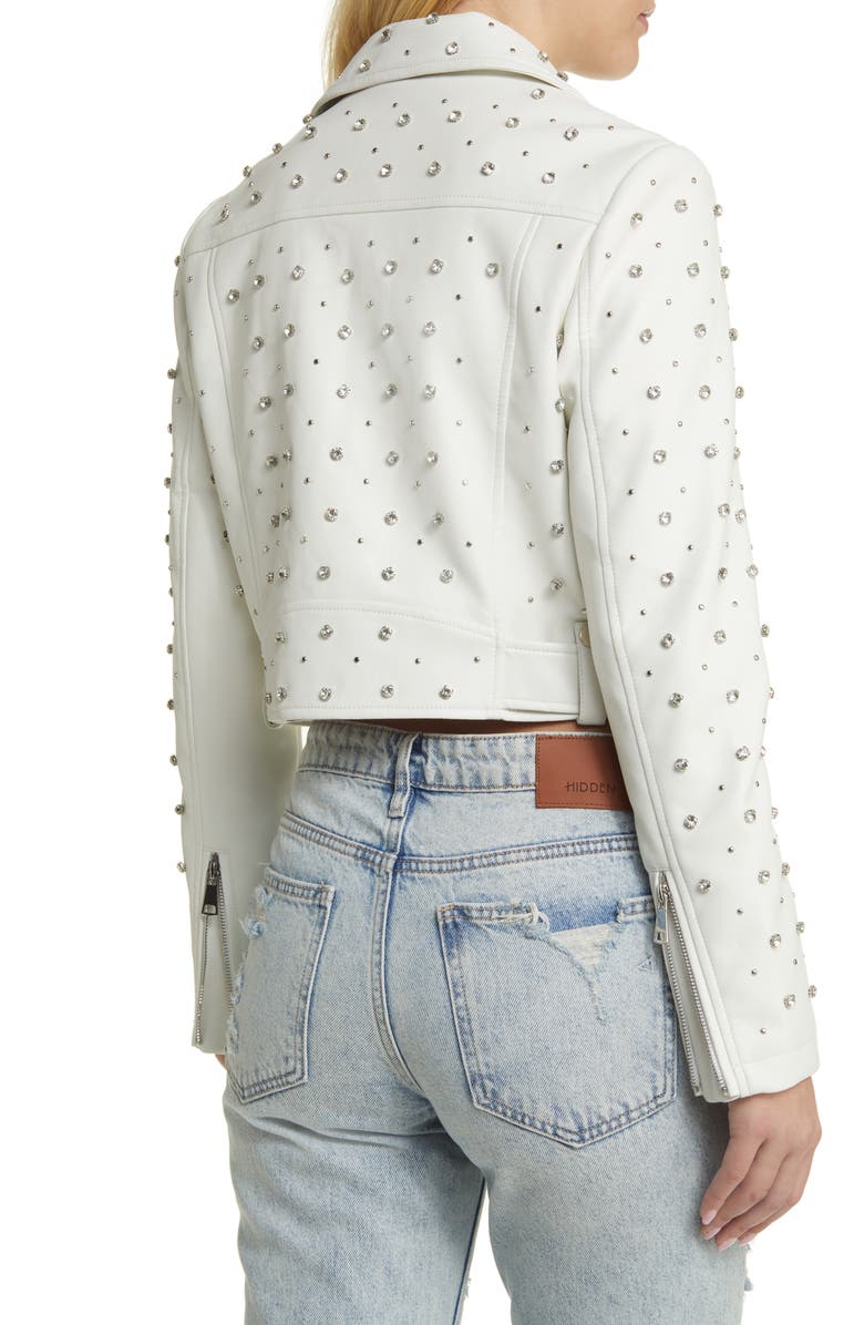 AZALEA WANG Stud Detail Faux Leather Moto Jacket, Alternate, color, 