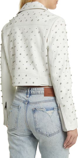 Stud Detail Faux Leather Moto Jacket