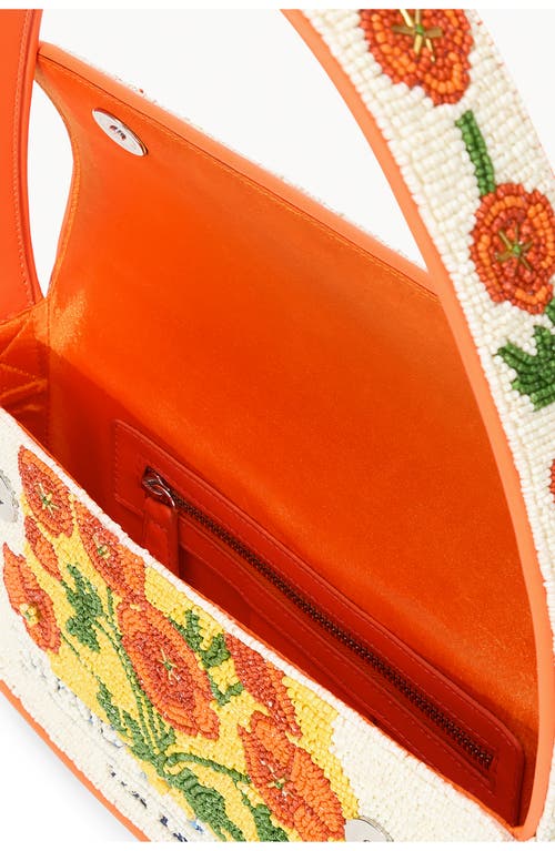 Shop Staud Tommy Beaded Shoulder Bag In California Poppy